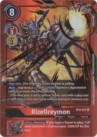 RizeGreymon [BT4-017] (Alternate Art - Red Border) [Great Legend Promos]